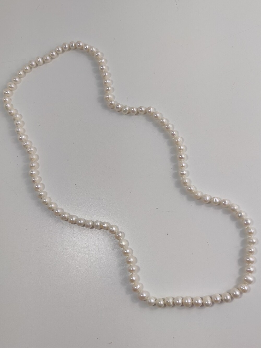 24" Genuine Freshwater Pearl Necklace Knotted Pearl Strand Pullover